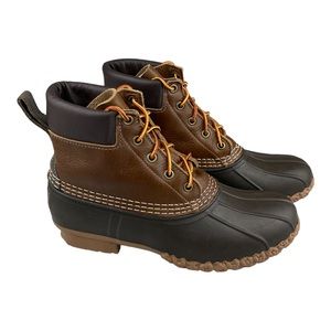L.L Bean Women’s Bean Duck Boots, 8" Insulated Tan/Brown Leather/Rubber Sz W 7 M